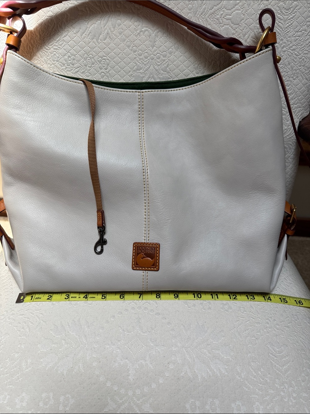 Dooney & Bourke Florentine leather medium sac with twisted strap Ecru EUC - Picture 11 of 13